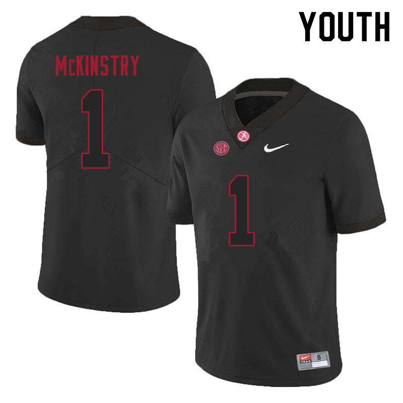 Alabama Crimson Tide Youth Ga'Quincy McKinstry #1 Black NCAA Nike Authentic Stitched 2021 College Football Jersey BJ16F05NW